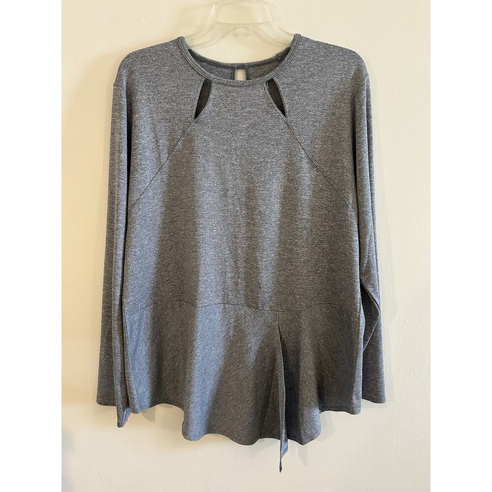 Tail Top Womens Size XXL Gray Heather Mesh Knit Long Sleeve Keyhole Neck Tee
